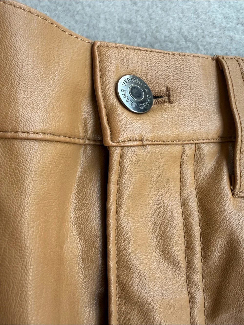 Veronica Beard Maera Extra High Rise Skinny Faux Leather Pants Sz 28/6 Brown